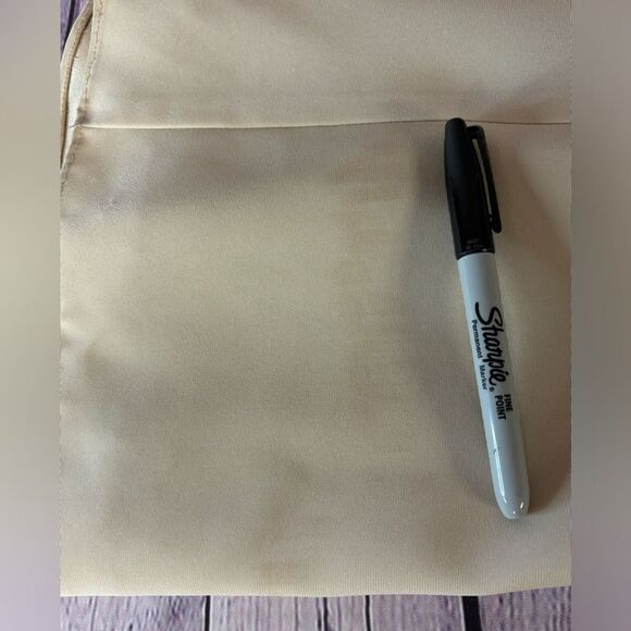 Mori Lee Ecru Beige Classic Crystal Beaded Embellished Full Evening Dress Size 8 - Picture 12 of 15